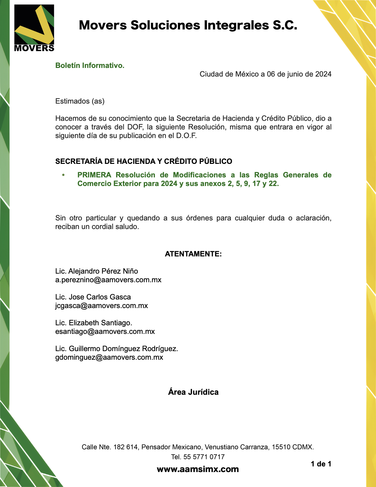 RIMERA Resolución de Modificaciones a las Reglas Generales de Comercio Exterior para 2024 y sus anexos 2, 5, 9, 17 y 22.